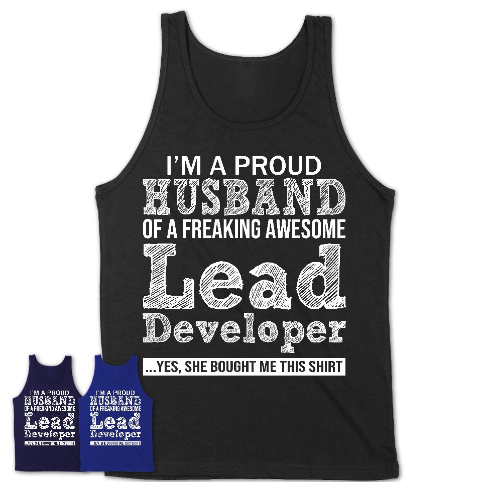 Proud Husband of A Freaking Awesome Lead Developer Wife Shirt, Husband Valentine Gift, Anniversary Couple Shirt