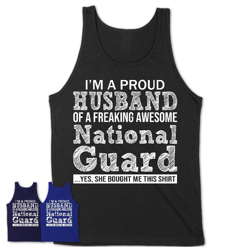 Proud Husband of A Freaking Awesome National Guard Wife Shirt, Husband Valentine Gift, Anniversary Couple Shirt