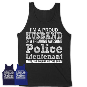 Proud Husband of A Freaking Awesome Police Lieutenant Wife Shirt, Husband Valentine Gift, Anniversary Couple Shirt