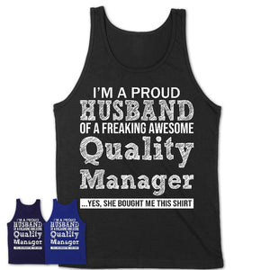 Proud Husband of A Freaking Awesome Quality Manager Wife Shirt, Husband Valentine Gift, Anniversary Couple Shirt