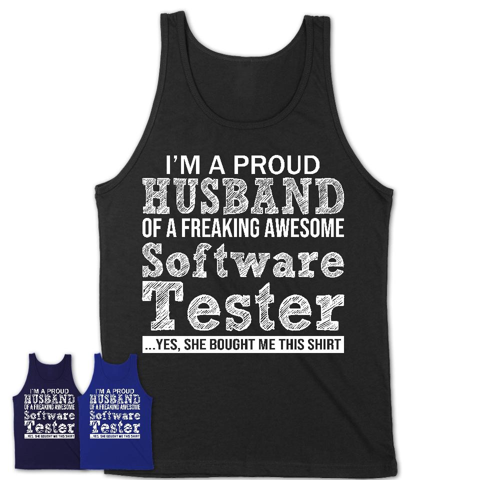 Proud Husband of A Freaking Awesome Software Tester Wife Shirt, Husband Valentine Gift, Anniversary Couple Shirt