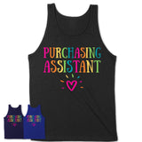 Purchasing Assistant Rainbow Lettering Heart Shirt, Employee Appreciation Gifts