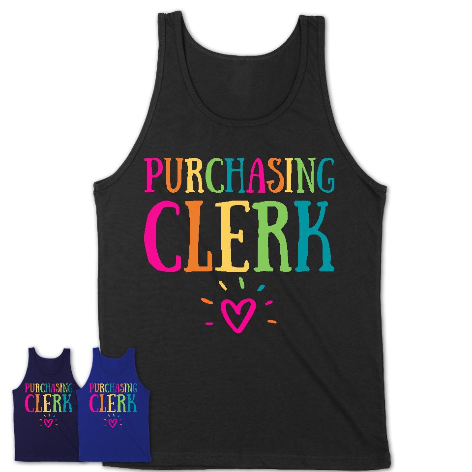 Purchasing Clerk Rainbow Lettering Heart Shirt, Employee Appreciation Gifts