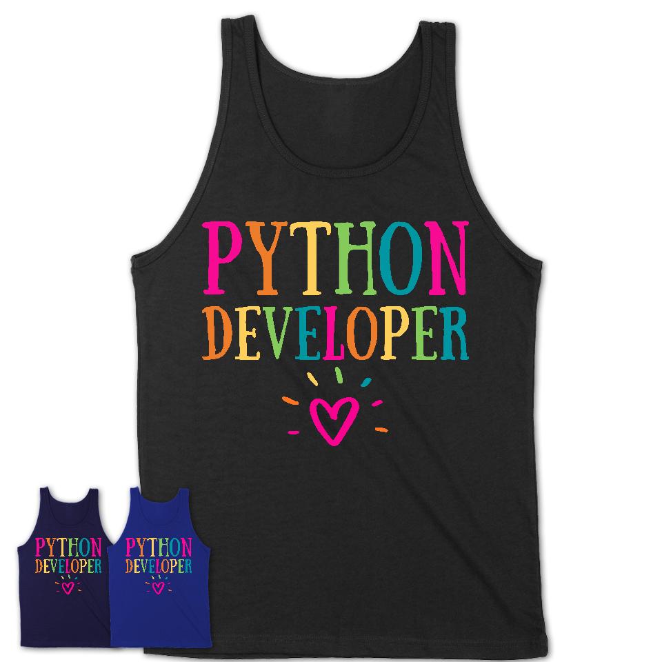 Python Developer Rainbow Lettering Heart Shirt, Employee Appreciation Gifts