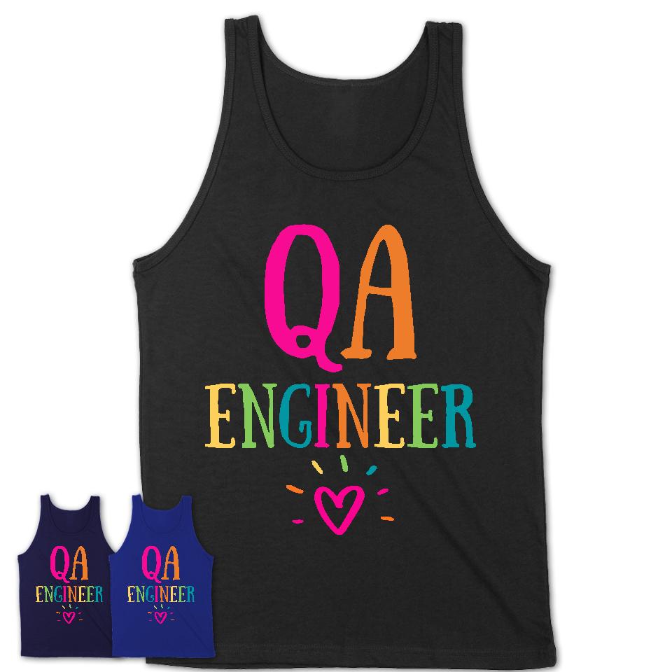 Qa Engineer Rainbow Lettering Heart Shirt, Employee Appreciation Gifts