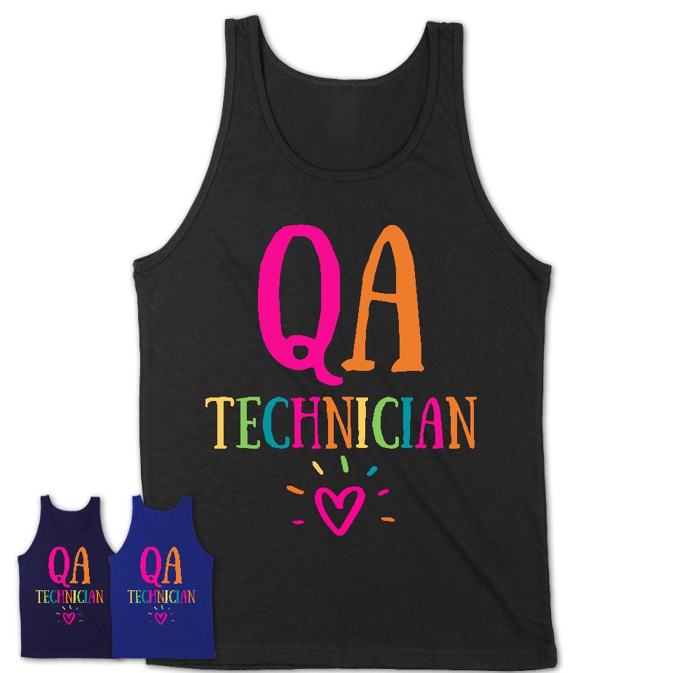 Qa Technician Rainbow Lettering Heart Shirt, Employee Appreciation Gifts