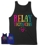 Relay Technician Rainbow Lettering Heart Shirt, Employee Appreciation Gifts