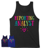 Reporting Analyst Rainbow Lettering Heart Shirt, Employee Appreciation Gifts