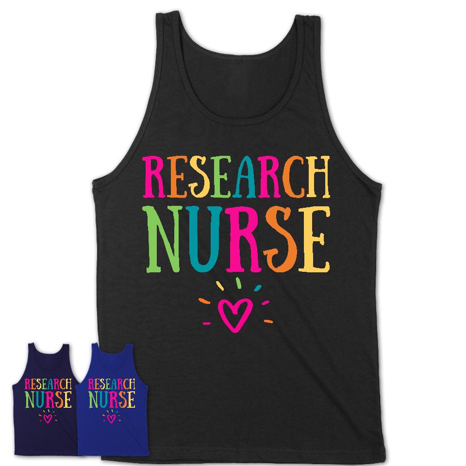 Research Nurse Rainbow Lettering Heart Shirt, Employee Appreciation Gifts