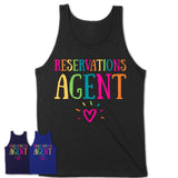 Reservations Agent Rainbow Lettering Heart Shirt, Employee Appreciation Gifts