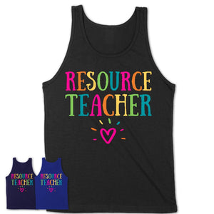Resource Teacher Rainbow Lettering Heart Shirt, Employee Appreciation Gifts