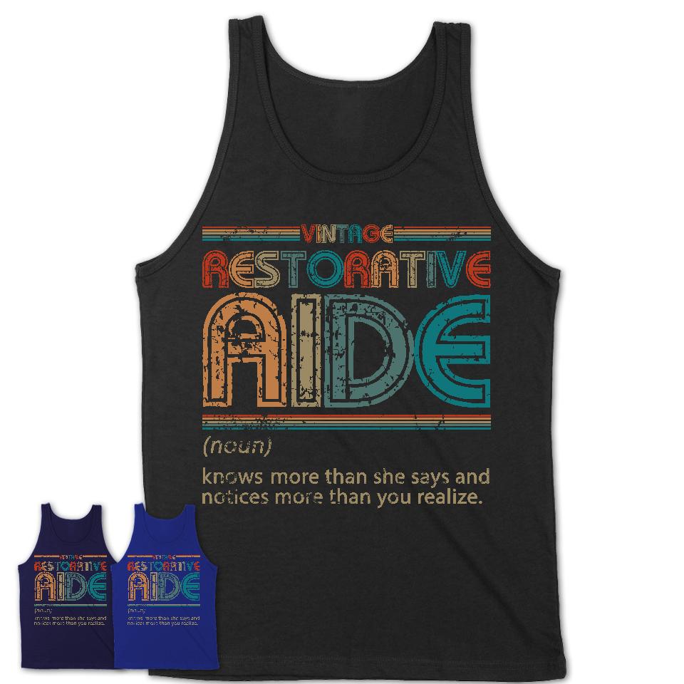 Restorative Aide Definition Vintage Retro Colors Shirt, Coworker Birthday Gift TShirt