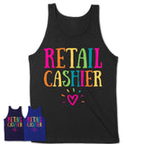 Retail Cashier Rainbow Lettering Heart Shirt, Employee Appreciation Gifts