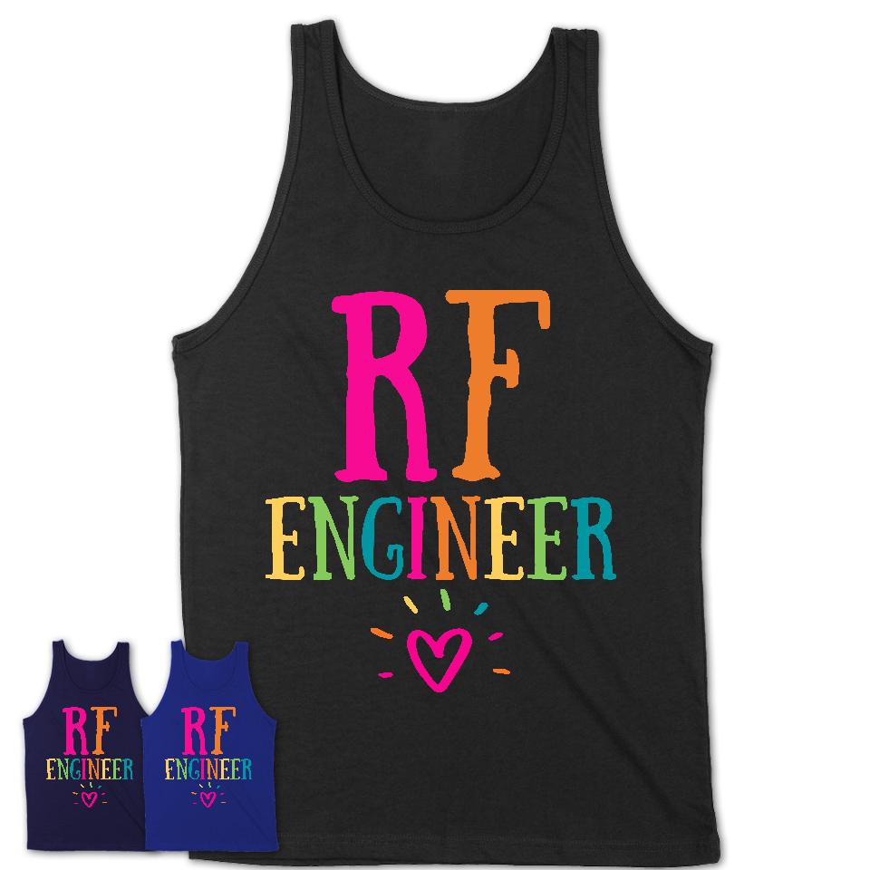 Rf Engineer Rainbow Lettering Heart Shirt, Employee Appreciation Gifts