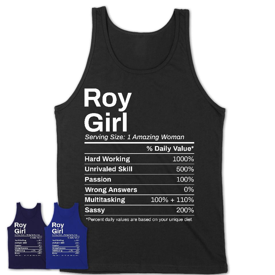 Roy Girl Utah Nutrition Facts Proud Vintage Sport Born Living City Home Roots USA Gift Women T-Shirt