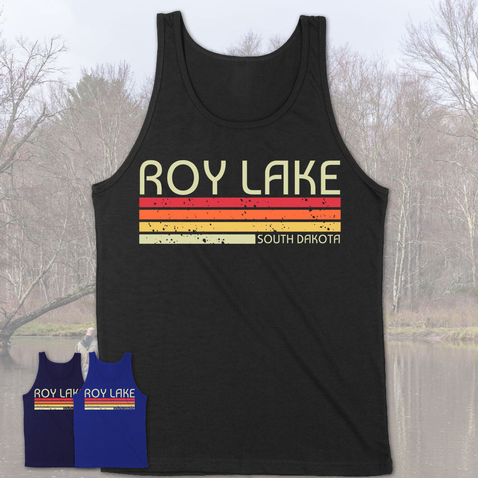 Roy Lake South Dakota Funny Fishing Camping Summer Retro Gift T-Shirt