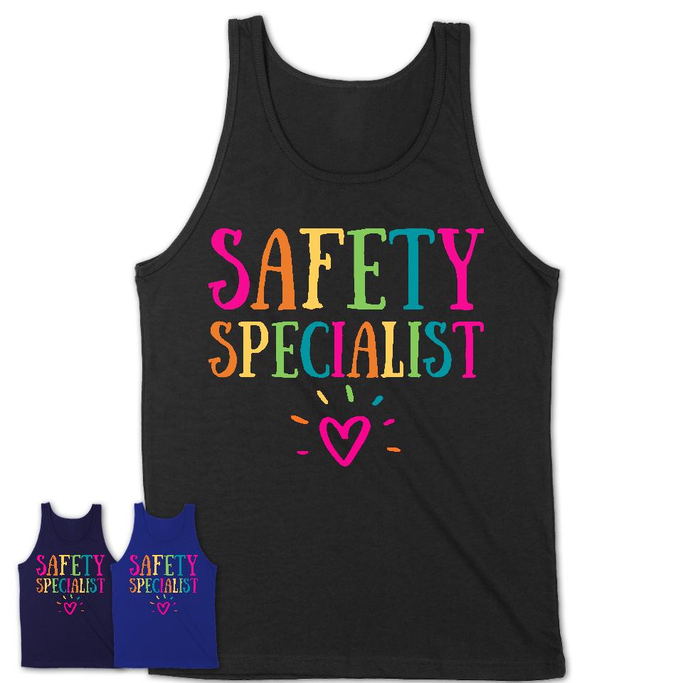 Safety Specialist Rainbow Lettering Heart Shirt, Employee Appreciation Gifts