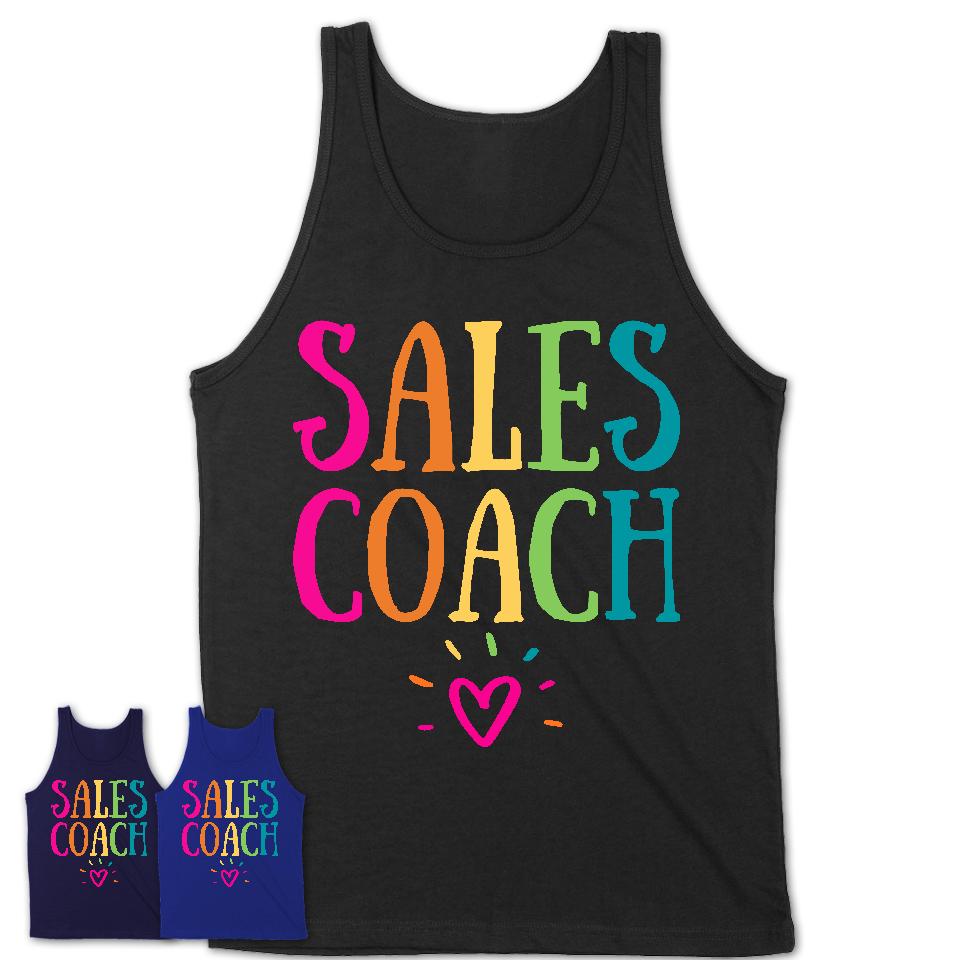 Sales Coach Rainbow Lettering Heart Shirt, Employee Appreciation Gifts
