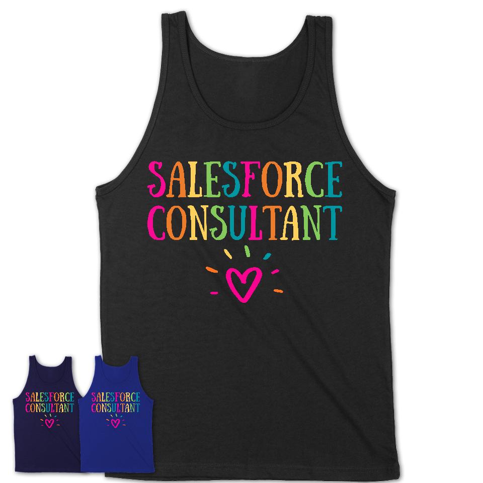 Salesforce Consultant Rainbow Lettering Heart Shirt, Employee Appreciation Gifts