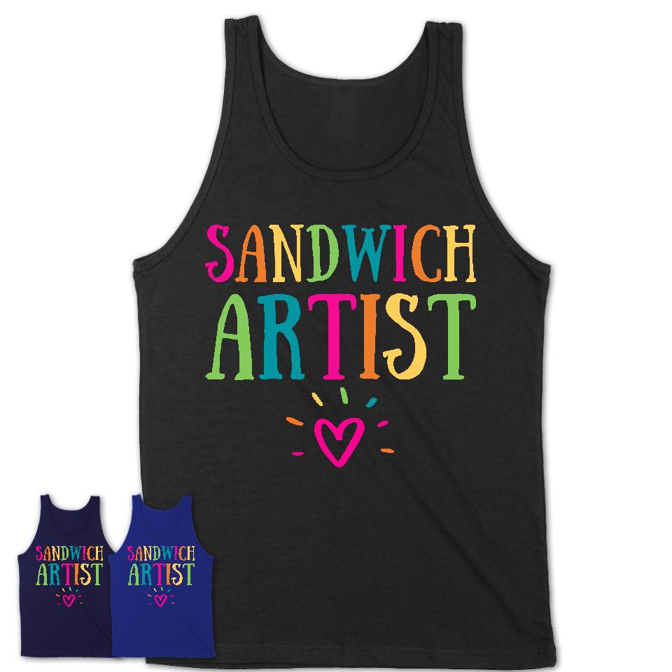 Sandwich Artist Rainbow Lettering Heart Shirt, Employee Appreciation Gifts