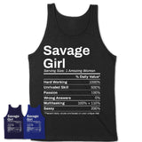 Savage Girl Minnesota Nutrition Facts Proud Vintage Sport Born Living City Home Roots USA Gift Women T-Shirt