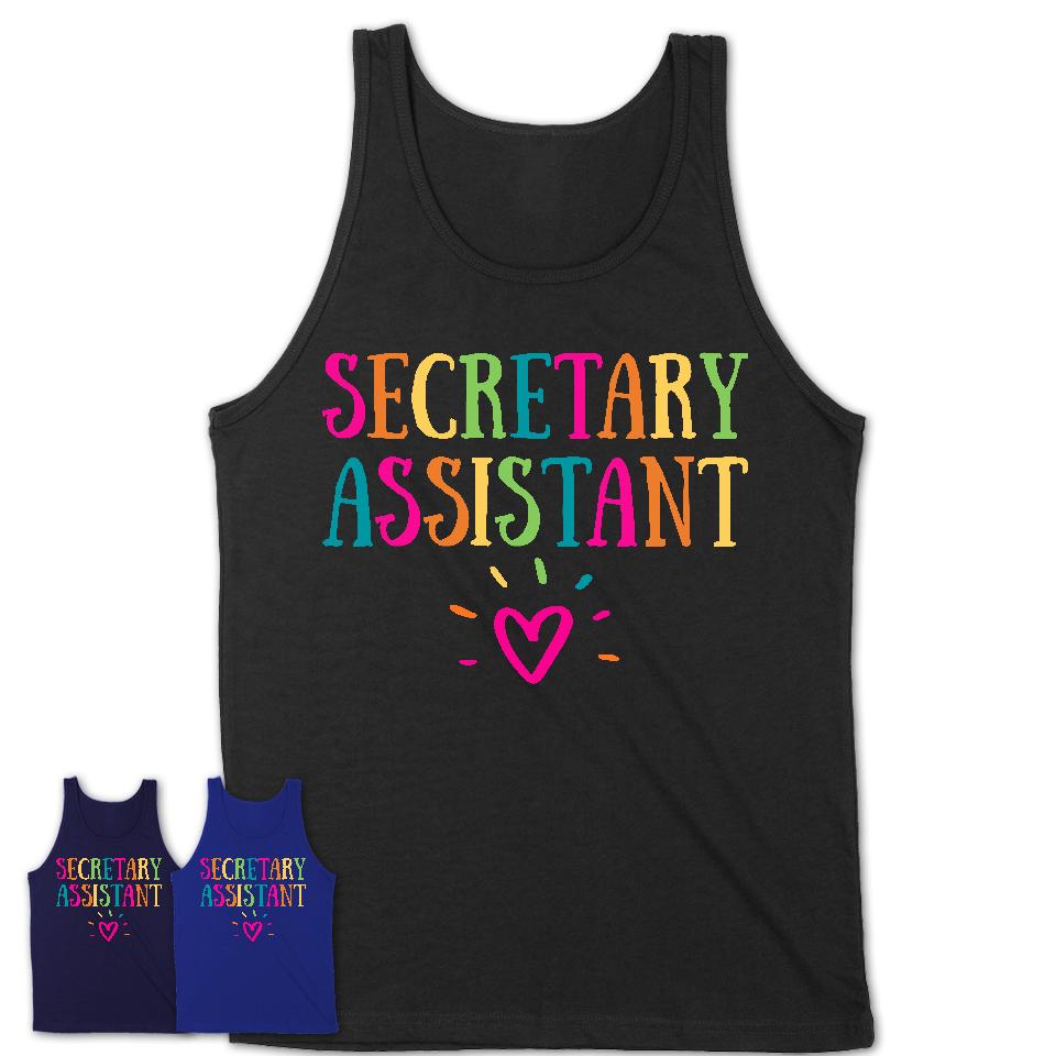 Secretary Assistant Rainbow Lettering Heart Shirt, Employee Appreciation Gifts