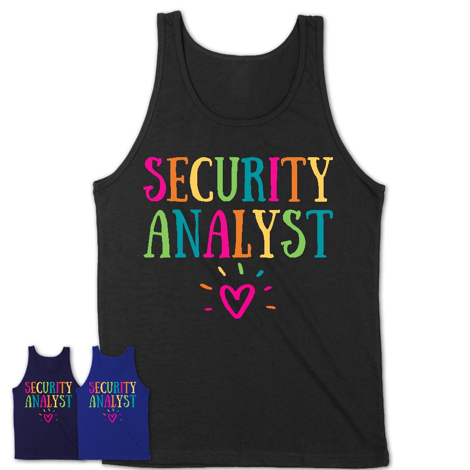 Security Analyst Rainbow Lettering Heart Shirt, Employee Appreciation Gifts