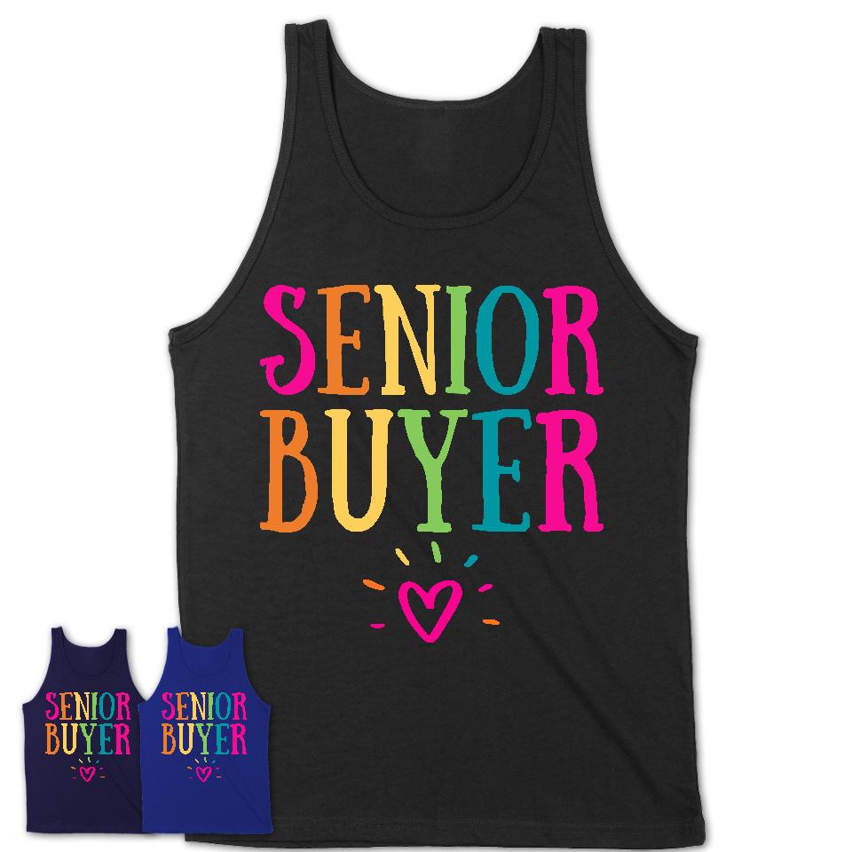 Senior Buyer Rainbow Lettering Heart Shirt, Employee Appreciation Gifts