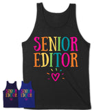 Senior Editor Rainbow Lettering Heart Shirt, Employee Appreciation Gifts