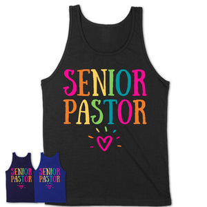 Senior Pastor Rainbow Lettering Heart Shirt, Employee Appreciation Gifts