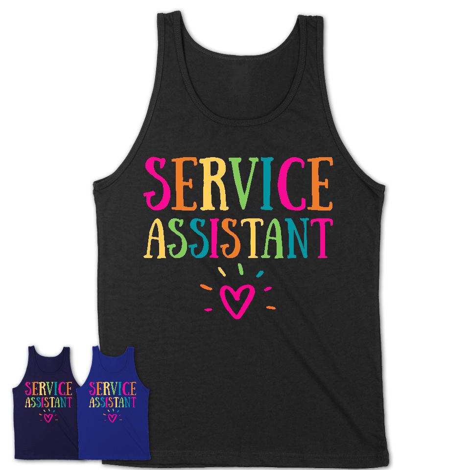 Service Assistant Rainbow Lettering Heart Shirt, Employee Appreciation Gifts