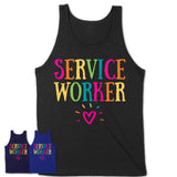 Service Worker Rainbow Lettering Heart Shirt, Employee Appreciation Gifts