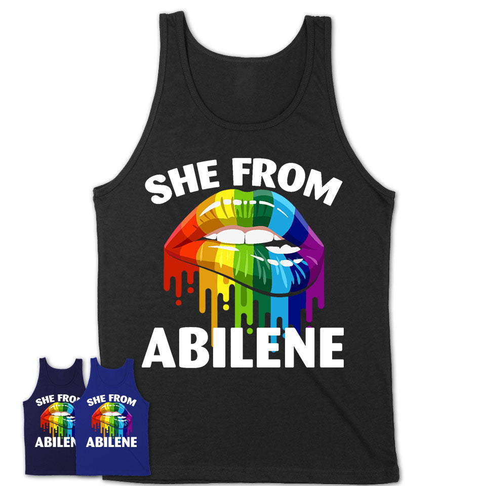 She From Abilene Texas T-Shirt LGBT Pride Sexy Lips Gift Shirt