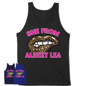 She From Albert Lea Minnesota Gift Cheetah Leopard Sexy Lips Shirt