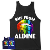 She From Aldine Texas T-Shirt LGBT Pride Sexy Lips Gift Shirt