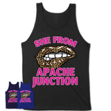 She From Apache Junction Arizona Gift Cheetah Leopard Sexy Lips Shirt