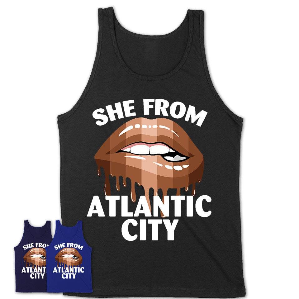 She From Atlantic City New Jersey T-Shirt Black Lives Matter Sexy Lips Girl Shirt