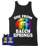 She From Balch Springs Texas T-Shirt LGBT Pride Sexy Lips Gift Shirt