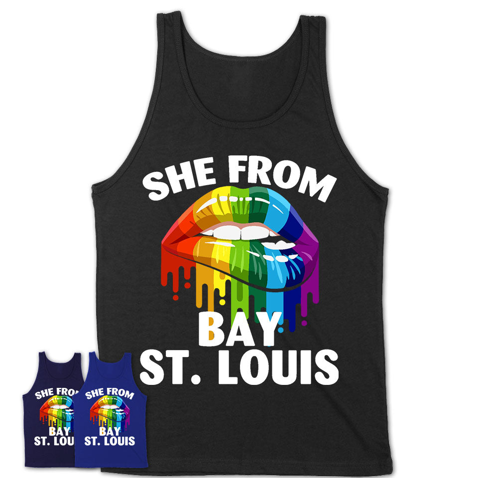 She From Bay St. Louis Mississippi T-Shirt LGBT Pride Sexy Lips Gift Shirt