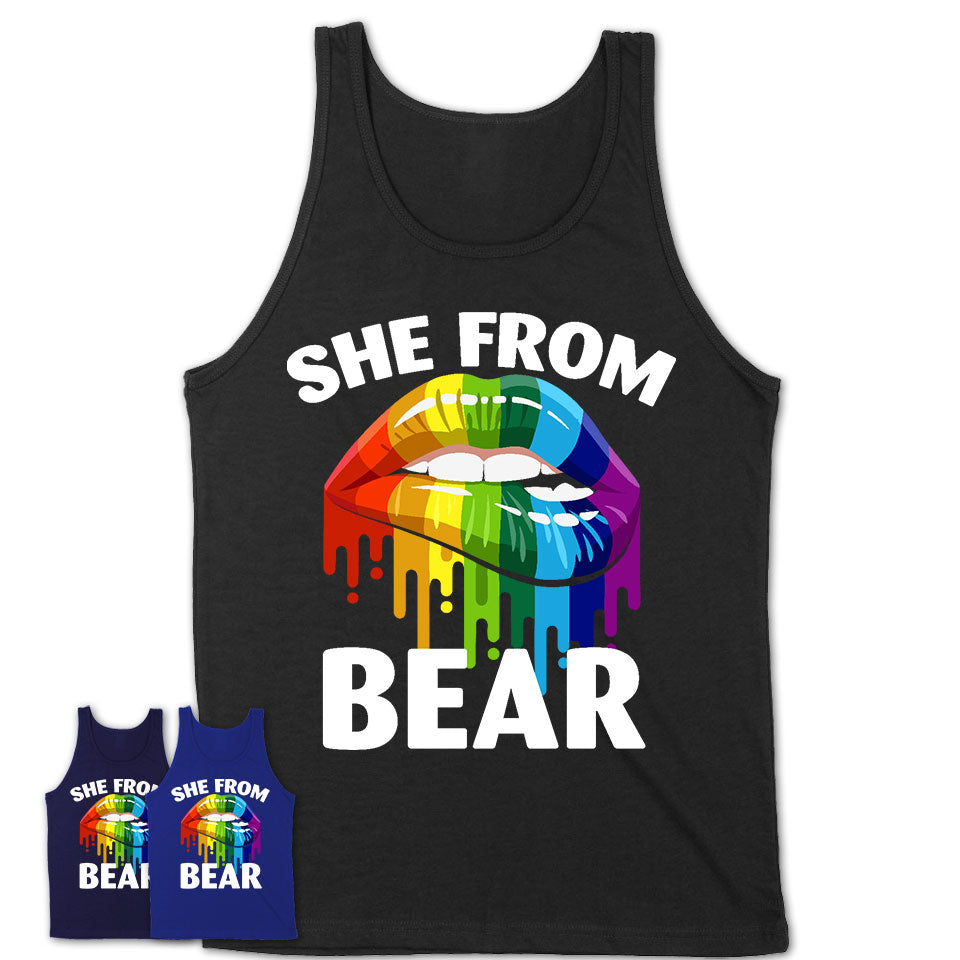 She From Bear Delaware T-Shirt LGBT Pride Sexy Lips Gift Shirt