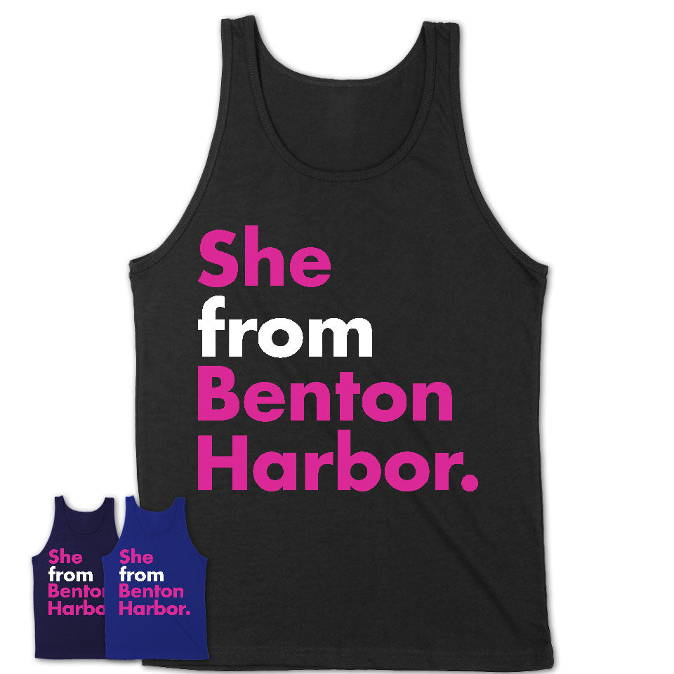 She From Benton Harbor Shirt Michigan State Birthday Gift For Her