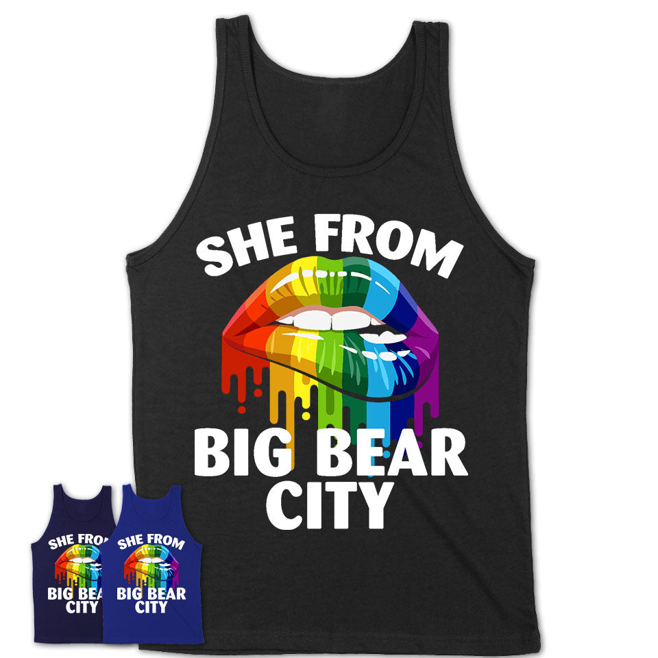 She From Big Bear City California T-Shirt LGBT Pride Sexy Lips Gift Shirt