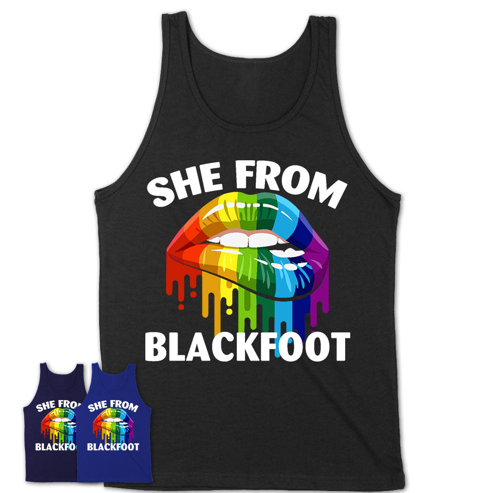 She From Blackfoot Idaho T-Shirt LGBT Pride Sexy Lips Gift Shirt