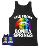 She From Bonita Springs Florida T-Shirt LGBT Pride Sexy Lips Gift Shirt