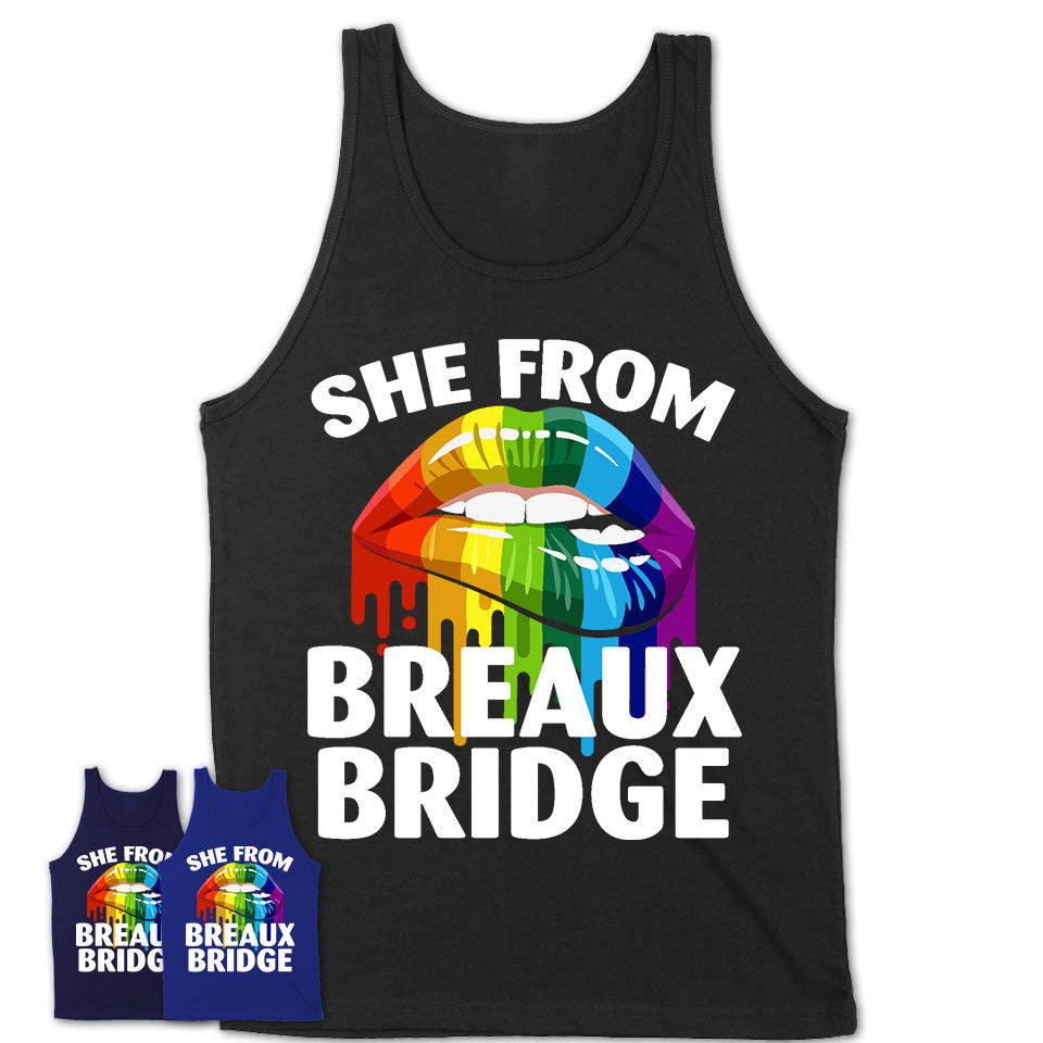 She From Breaux Bridge Louisiana T-Shirt LGBT Pride Sexy Lips Gift Shirt