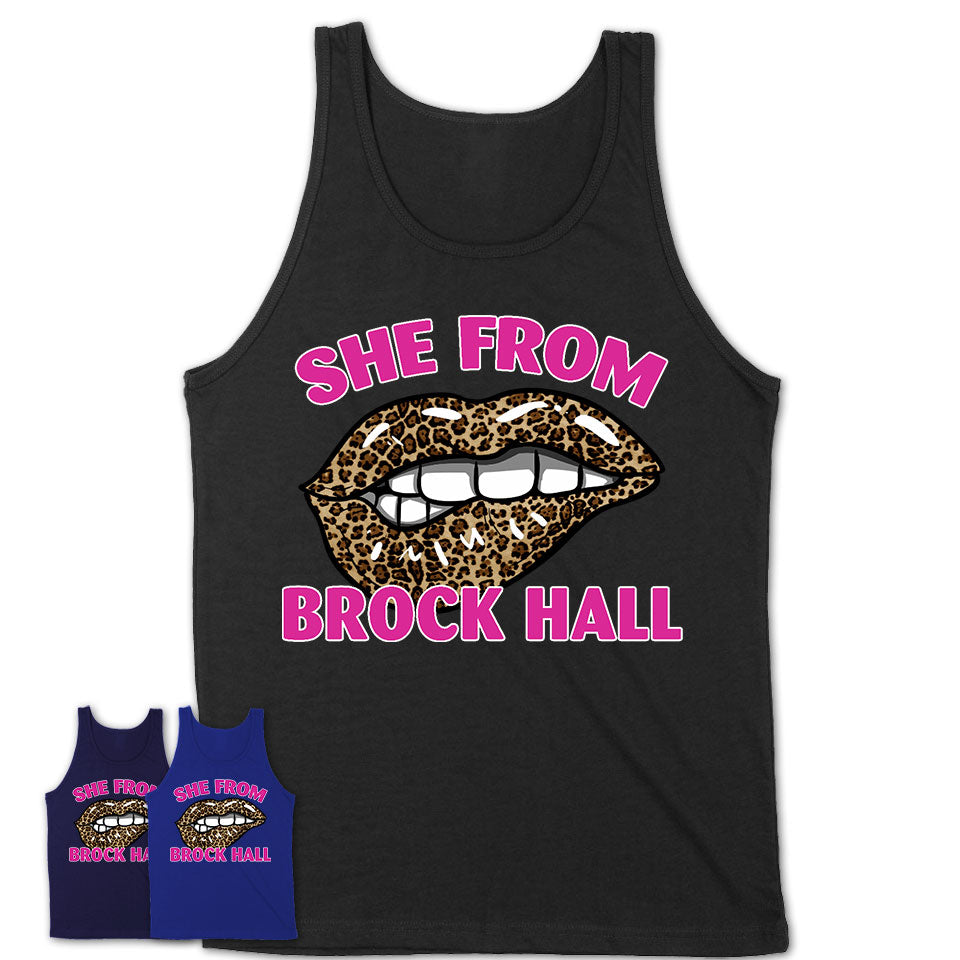 She From Brock Hall Maryland Gift Cheetah Leopard Sexy Lips Shirt