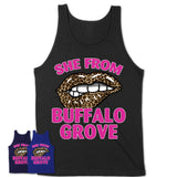 She From Buffalo Grove Illinois Gift Cheetah Leopard Sexy Lips Shirt