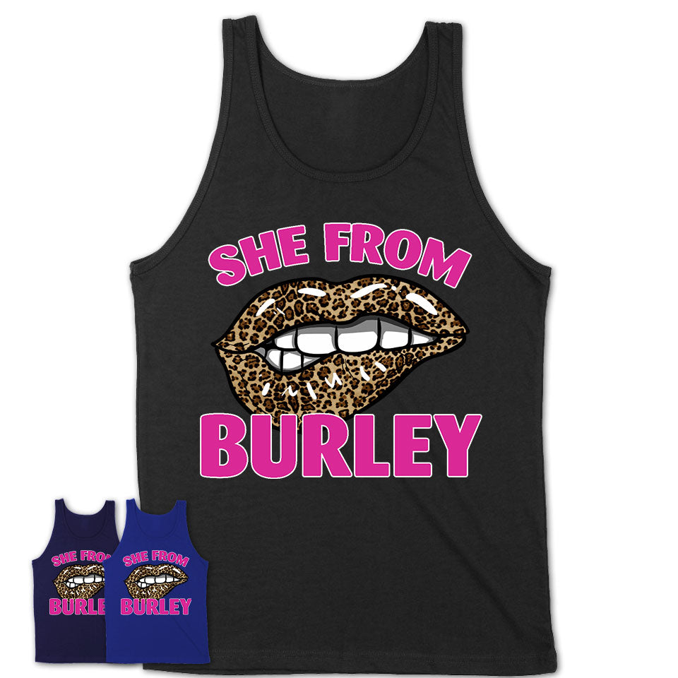She From Burley Idaho Gift Cheetah Leopard Sexy Lips Shirt