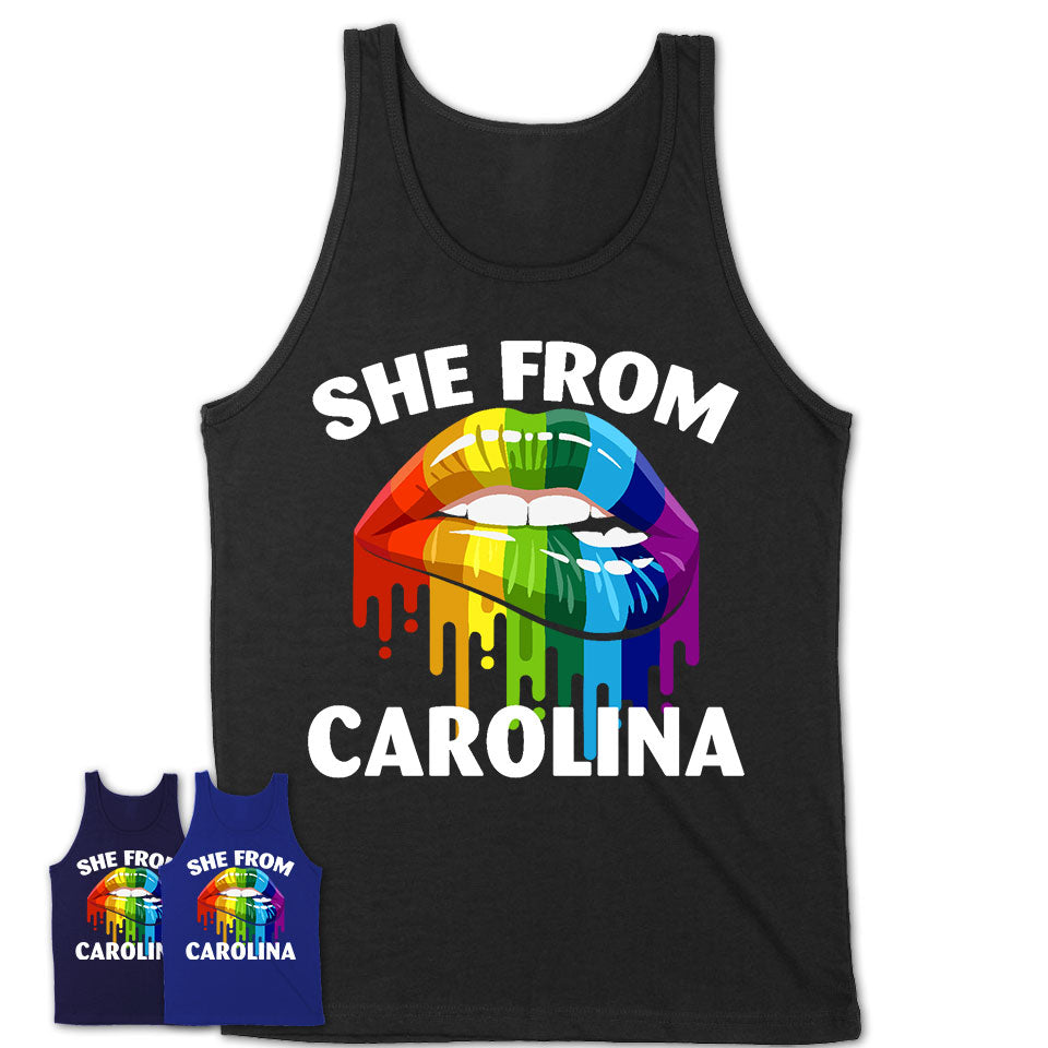 She From Carolina Puerto Rico T-Shirt LGBT Pride Sexy Lips Gift Shirt