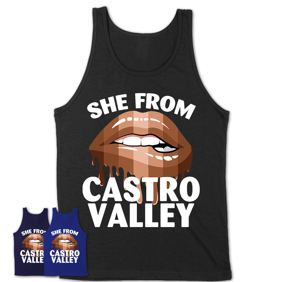 She From Castro Valley California T-Shirt Black Lives Matter Sexy Lips Girl Shirt